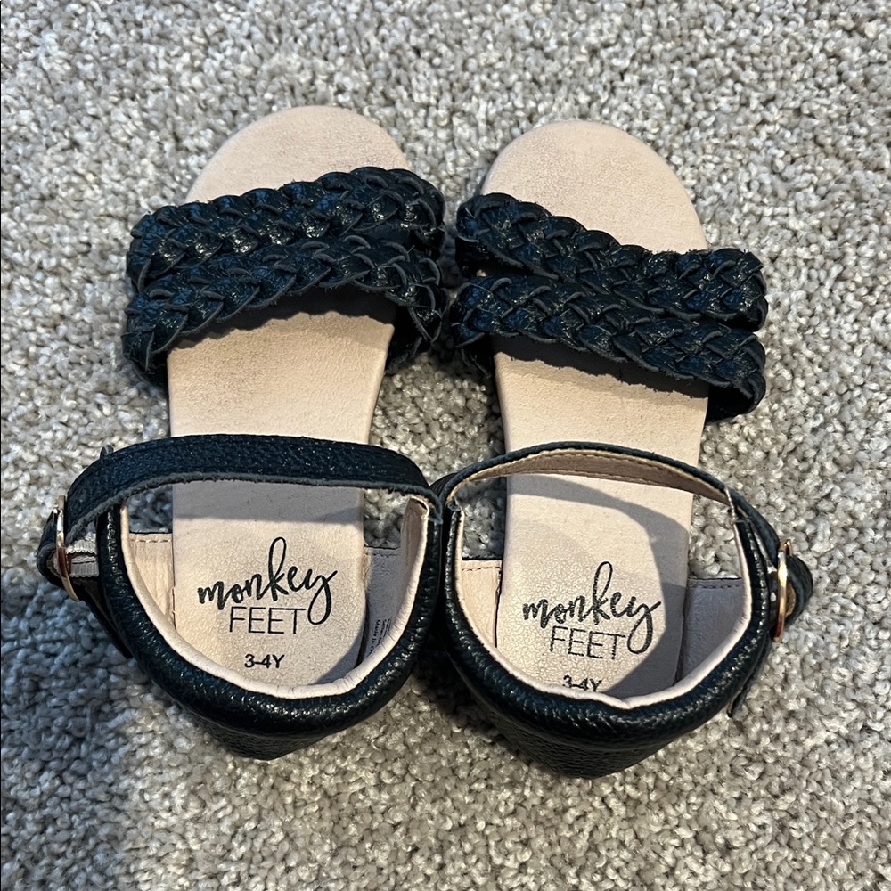 Monkey Feet Kids Black Braided Sandals